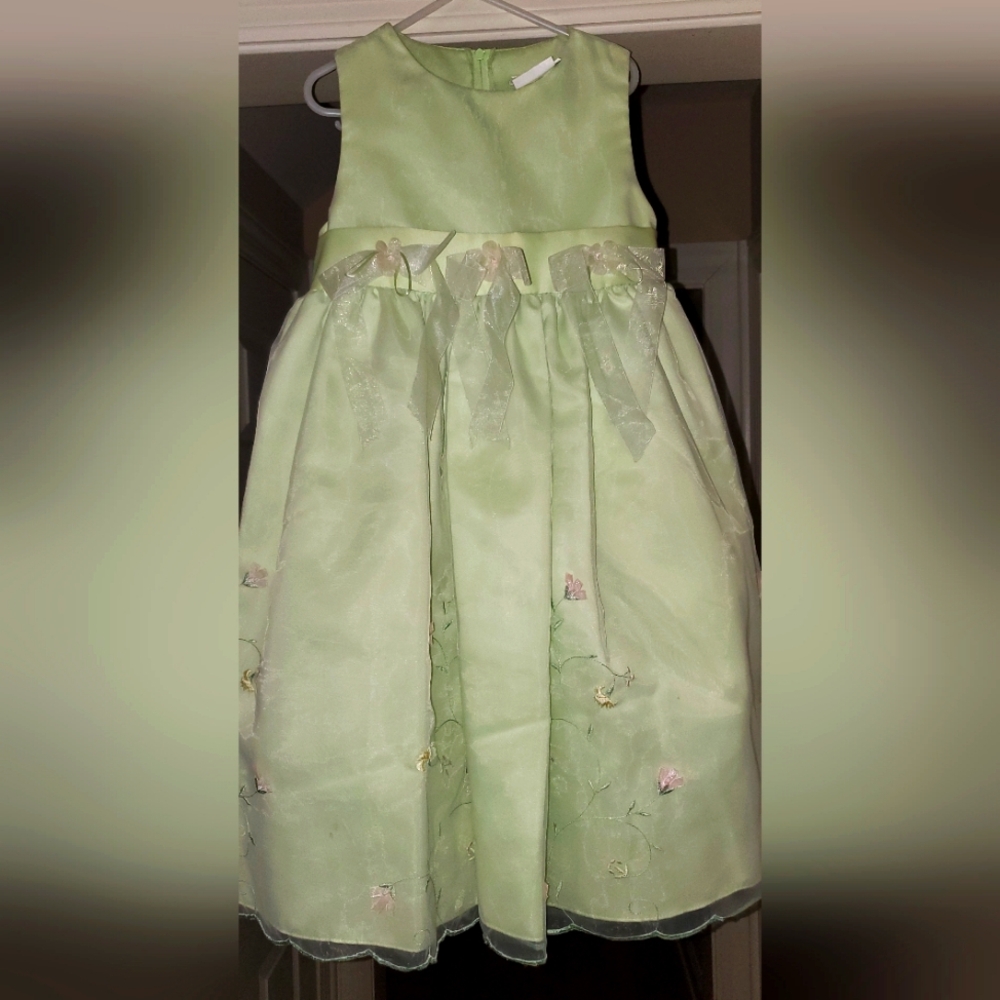Girls Rare Editions Mint Green Chiffon Dress